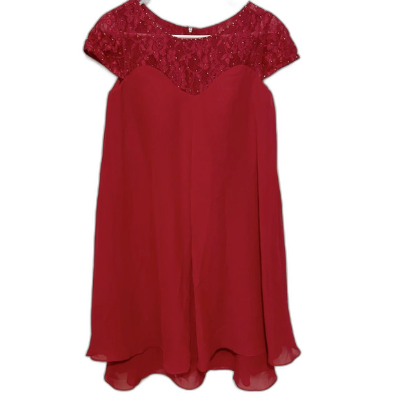 NWT Lan Ting burgundy/red midi formal bridal dress size 8 - Picture 1 of 11